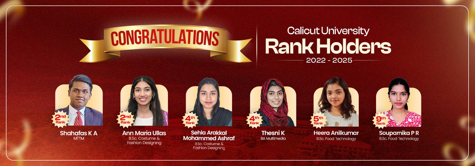 Calicut University Rank Holders 2022–2025